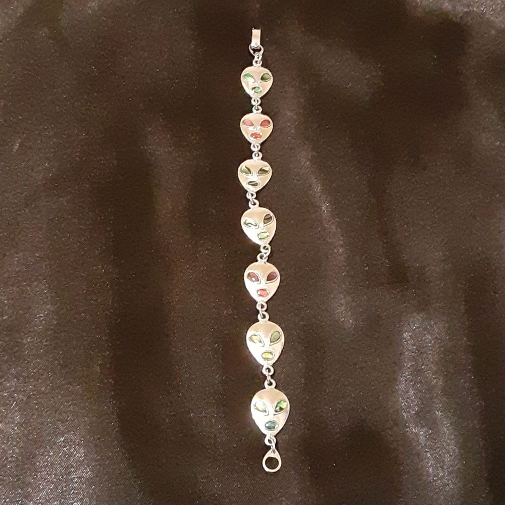 Alien abalone silver plated bracelet